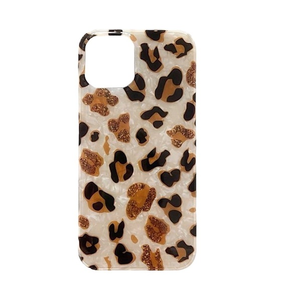 iPhone 13 Sparkle Leopard Cheetah  Pearly Design Silicone Protective Phone Case - Picture 1 of 5